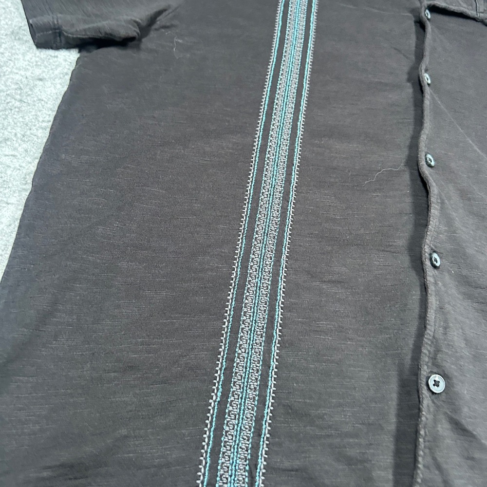 Tommy Bahama Shirt Mens Large Black Embroidered Pima Cotton Camp Guayabera - Picture 5 of 15